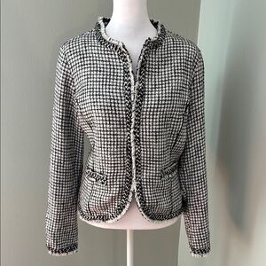 Women's Black and White WHBM Tweed Jacket